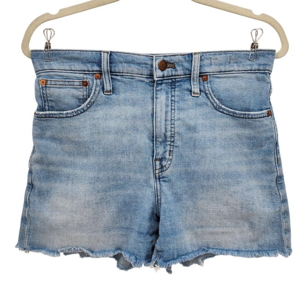 Madewell Womens 28 Shorts High-Rise Denim Shorts Cut Off Raw Hem Distressed